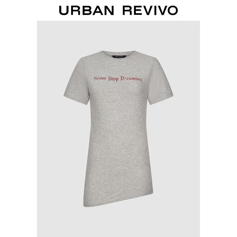 UR2025 Women s Irregular Color-Block Letter Short-Sleeve T-shirt M