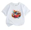 Kids Boys Girls Crew Neck Short Sleeve 100% Cotton T-Shirt, Cartoon Racing Car Friends Print Casual Comfortable Summer Tee Tops for Little Toddlers Da
