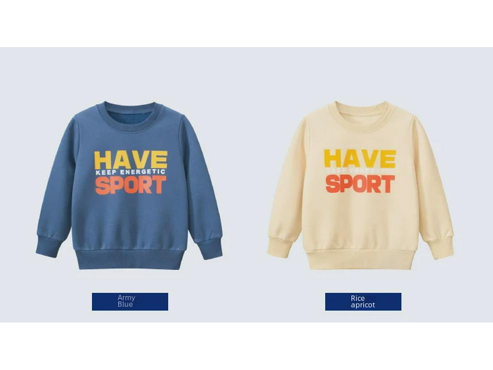 Sweat-shirt pour garçon 27kids - Printemps 2024, Doublure en velours, Vêtement une pièce pour bébé.