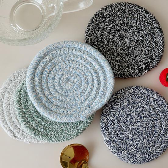 Anti-deformed Woven Tea Coaster Non-slip Cotton Line Table Coffee Woven Cup Pad Kitchen