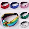 Elegant European American Style Glossy Solid Color Knot Wide Headband for Women High-End Fashion Versatile Hair Hoop for Outing