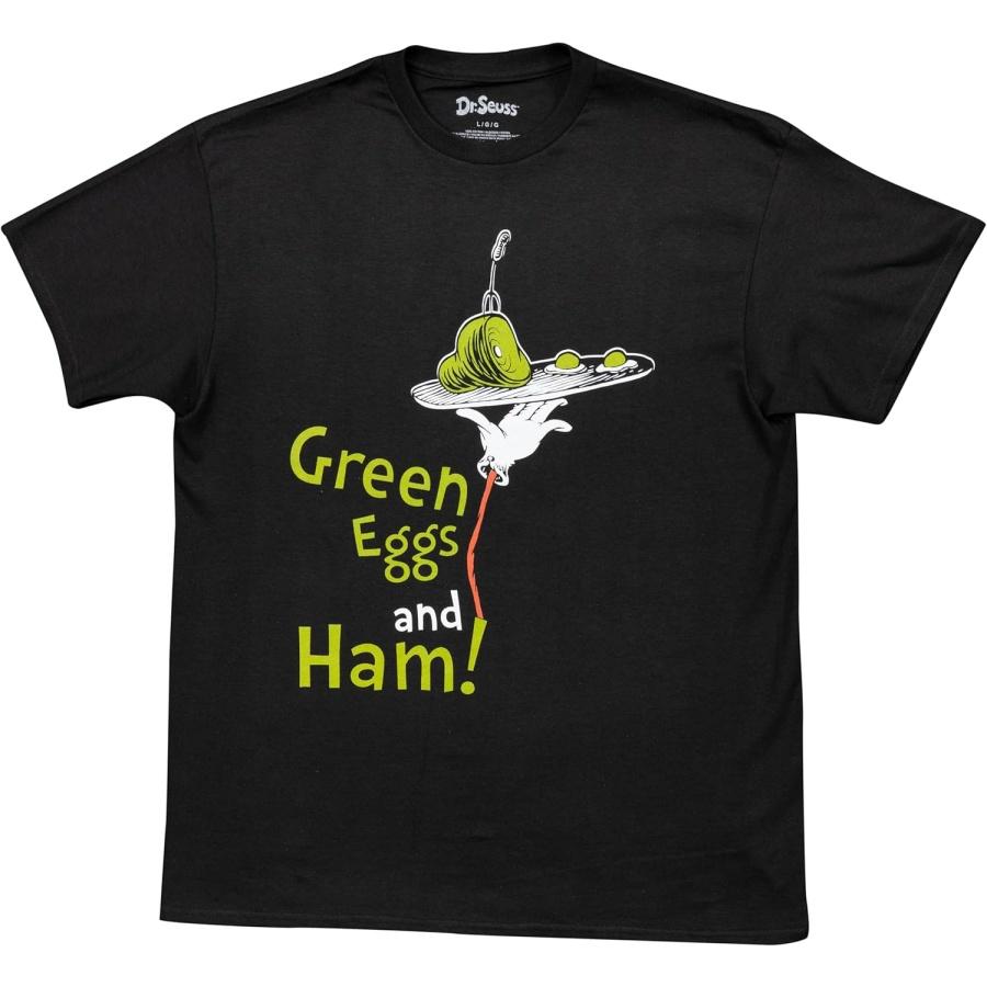 Dr Seuss Green Eggs and Ham Adult Short Sleeves Black T-Shirt Tee S чёрный