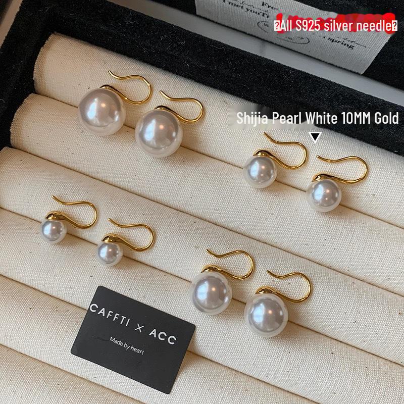 S925 Sterling Silver White Pearl High-Heel Earrings for Women – Luxury Niche Design