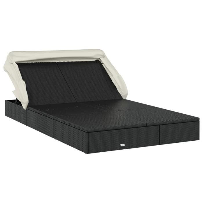VidaXL 2-seater Sun Lounger with Foldable Roof Black 213x118x97 Cm, Lounge Chair, Outdoor Lounge Chair, Daybed, Bed of 319650