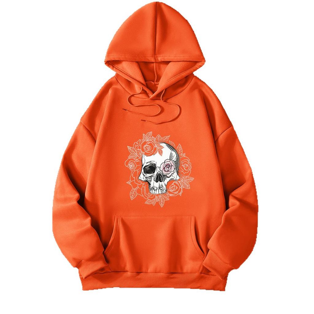European and American women's clothing Halloween skull print long-sleeved casual loose sports sweater