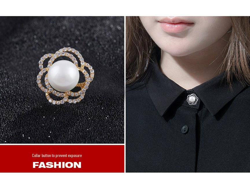Elegant Rose Brooch with Zircon and Pearl for Women