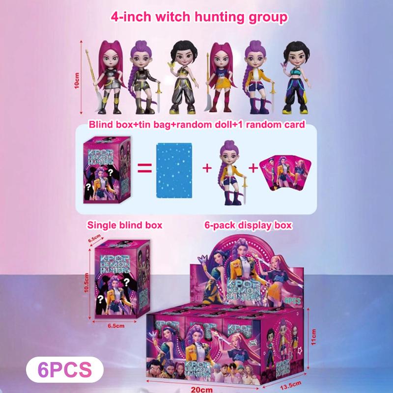 1/6Pcs Anime Kpop Devil Hunter Blind Box Disassembly Fun Blind Bag Small Statue Peripheral Model Desktop Blind Box Decor Gift