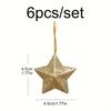 6pcs/set, Christmas Tree Small Glitter Pentagram Pendant Decoration Arrangement Christmas Decoration