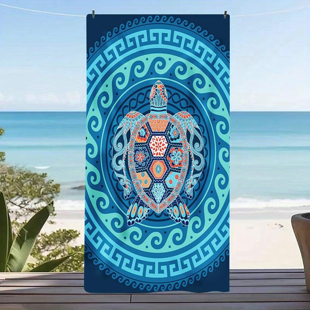 Boho Tribal Mandala Sea Turtle Print Beach Towel Quick Dry Towel For Seaside Holiday Swimming Pool Spa Gym Outdoor Picnic Use