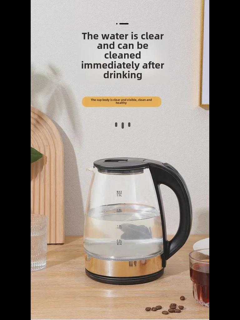Hervidor eléctrico multifunción de vidrio de alto boro con apagado automático y luz LED