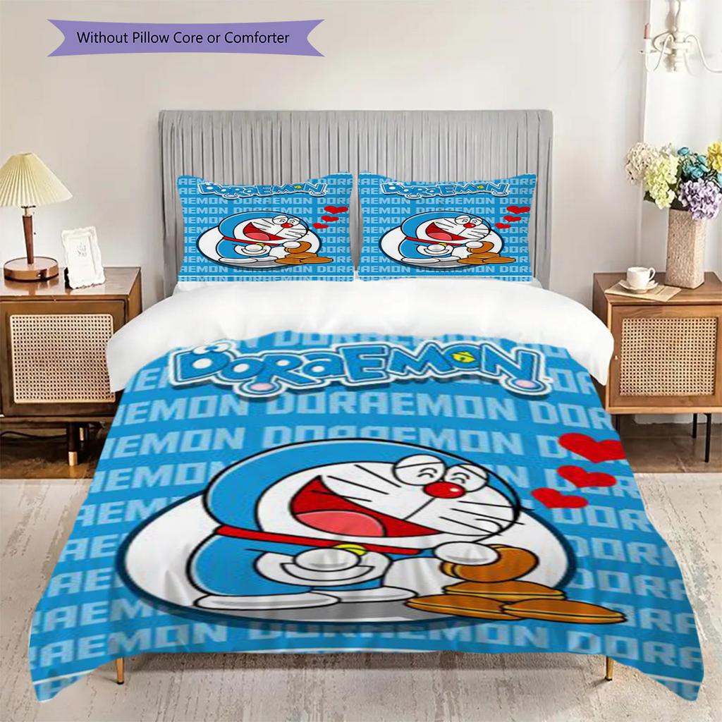 Doraemon Adventure Begins Threepiece Set 1 Duvet Cover 2 Pillowcase Without Core Bedding Set Soft And Comfortable Duvet Cover And Pillowcase