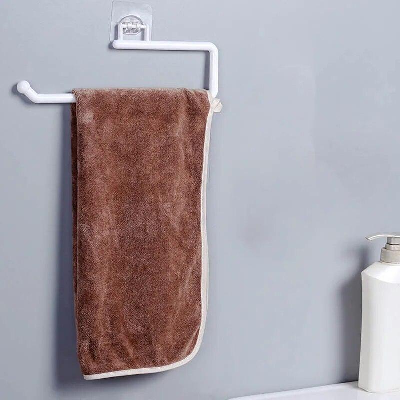 Bathroom Towel Rack, Multifunctional Kitchen Plastic Wrap Application Shelf, Tissue Hanging Rack, No Punching And No Trace Roll Paper Rack