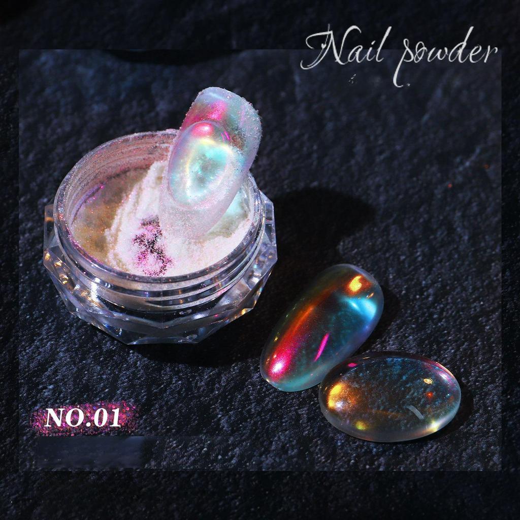 Aurora Spiegel Glitzer Nail Art Puder Eis Chamäleon Reiben Pigment Staub Funkelnder Charm Nägel Design DIY Dekorationen