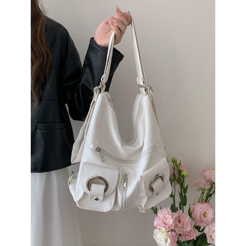 Simple personality versatile fashionable zipper pocket pitot bag shoulder bag commuter large capacity backpack