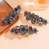 Retro Elegant Crystal Hair Clip - Large Size Horizontal Spring Ponytail Clip for Women