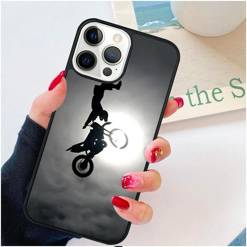 

Moto Bike Motocross Phone Case For iPhone 17 Air 16 pro max 15 14 plus 12 13 Soft Bumper Shell Cover coque iPhone 14