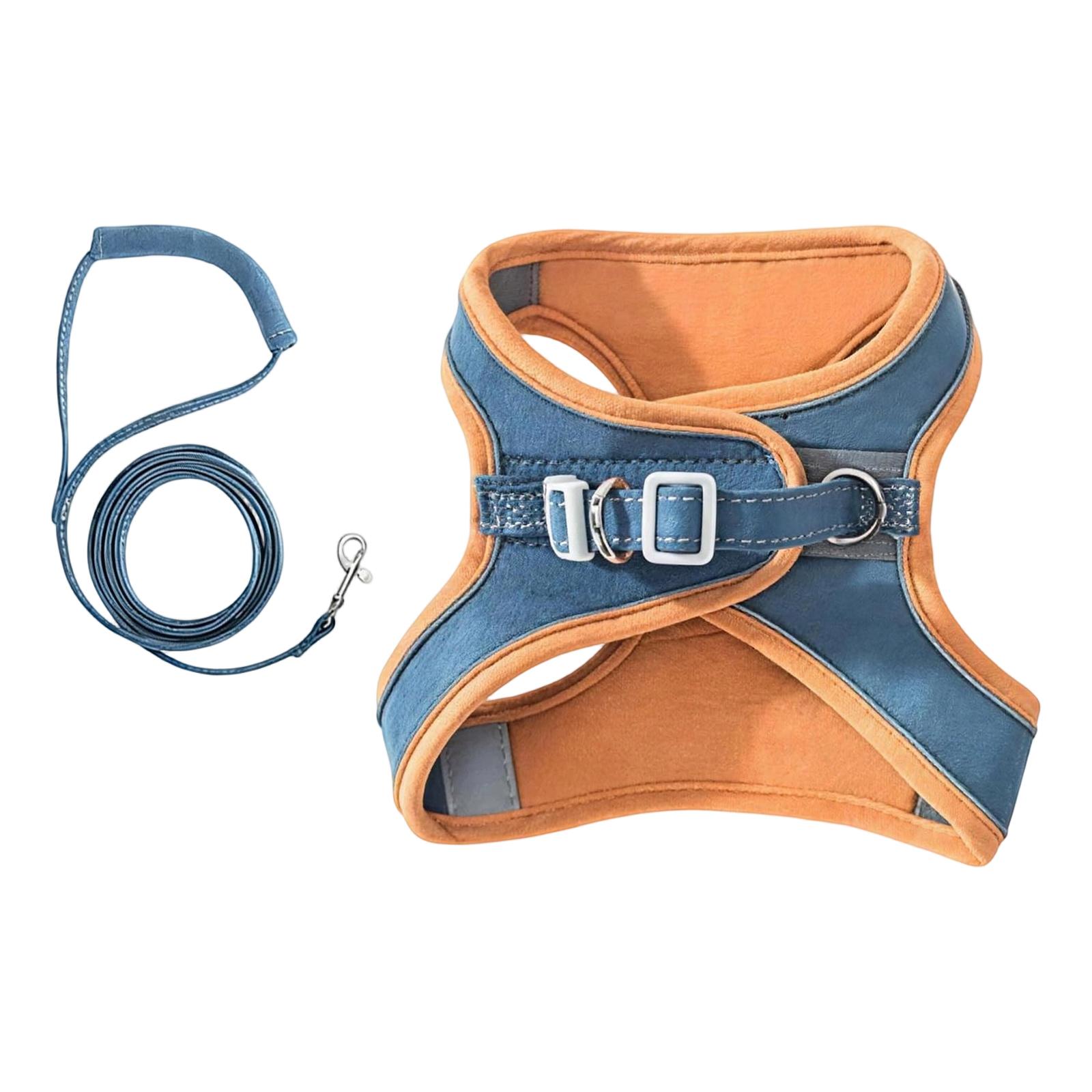 

Adjustable Cat Harness and Leash Set Soft Padded Vest with Metal Buckle and Clip for Small Pets Walking Safety and Comfort S оранжевый