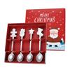 4/1PCS Christmas Dinnerware Stainless Steel Coffee Spoon Dessert Fruit Fork Cartoon Santa Claus Spoon Fork Xmas Table Supplies