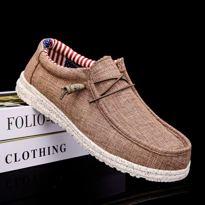 Men's Breathable Casual Canvas Slip Shoes Comfort Slip-on Male Loafer Soft Loafers Lightweight Working Shoes