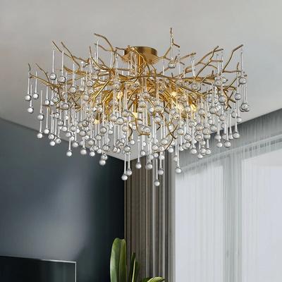 Guld loftskrone LED-belysning til værelse Store loftslamper Stue Hotelgang Kunstdekoration Krystallygte