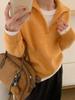 2025 Autumn/Winter Women's Wool Polo Collar Sweater, Korean Lapel Style, Versatile Solid Color Knitwear