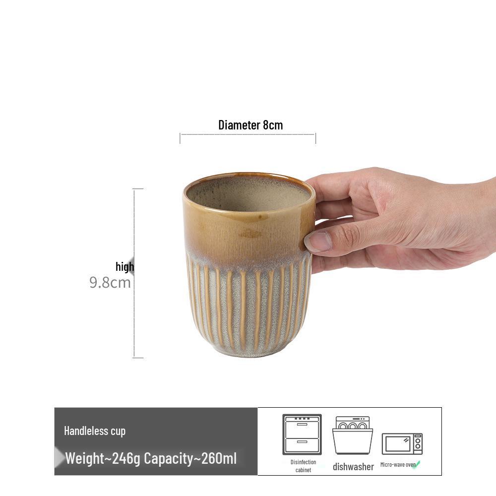 Vintage-Style Ceramic Handleless Teacup Set – Japanese-Inspired Rustic Coffee & Water Cups