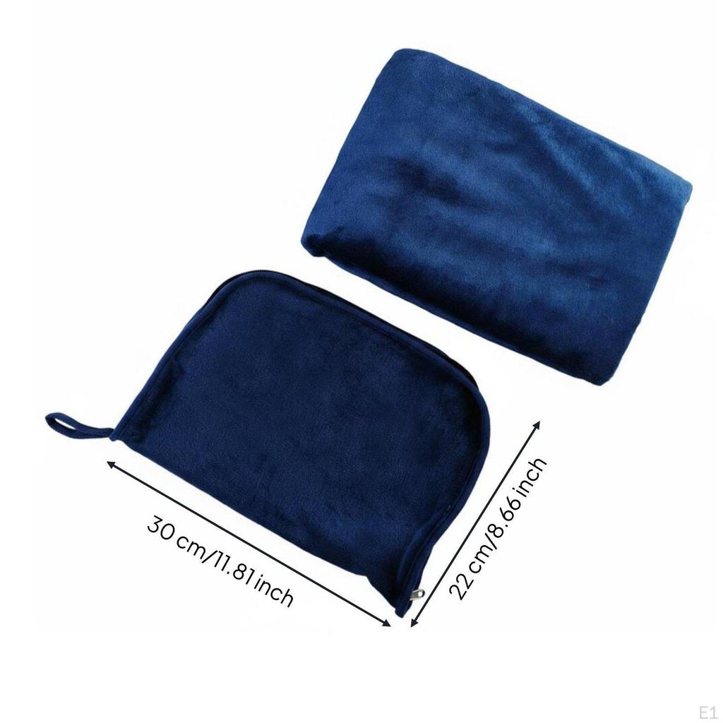 Flannel Trip Blanket Pillow 2 In 1 Set Foldable for Outdoor Black