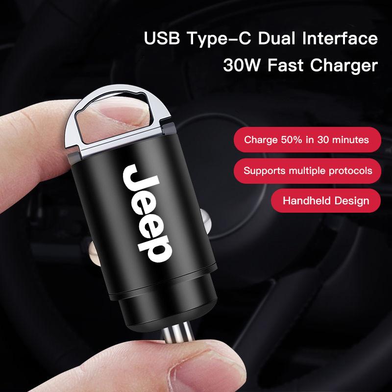 Car Hidden Fast Charger USB Type-C Convert Plug Accessories For Jeep Grand Cherokee Patriot Liberty Wrangler JK Gladiator Compas AMQ1