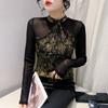 Half Turtleneck Mesh T-shirt for Women In Winter New Style Underwear Top Slim-fitting Slim Base Shirt