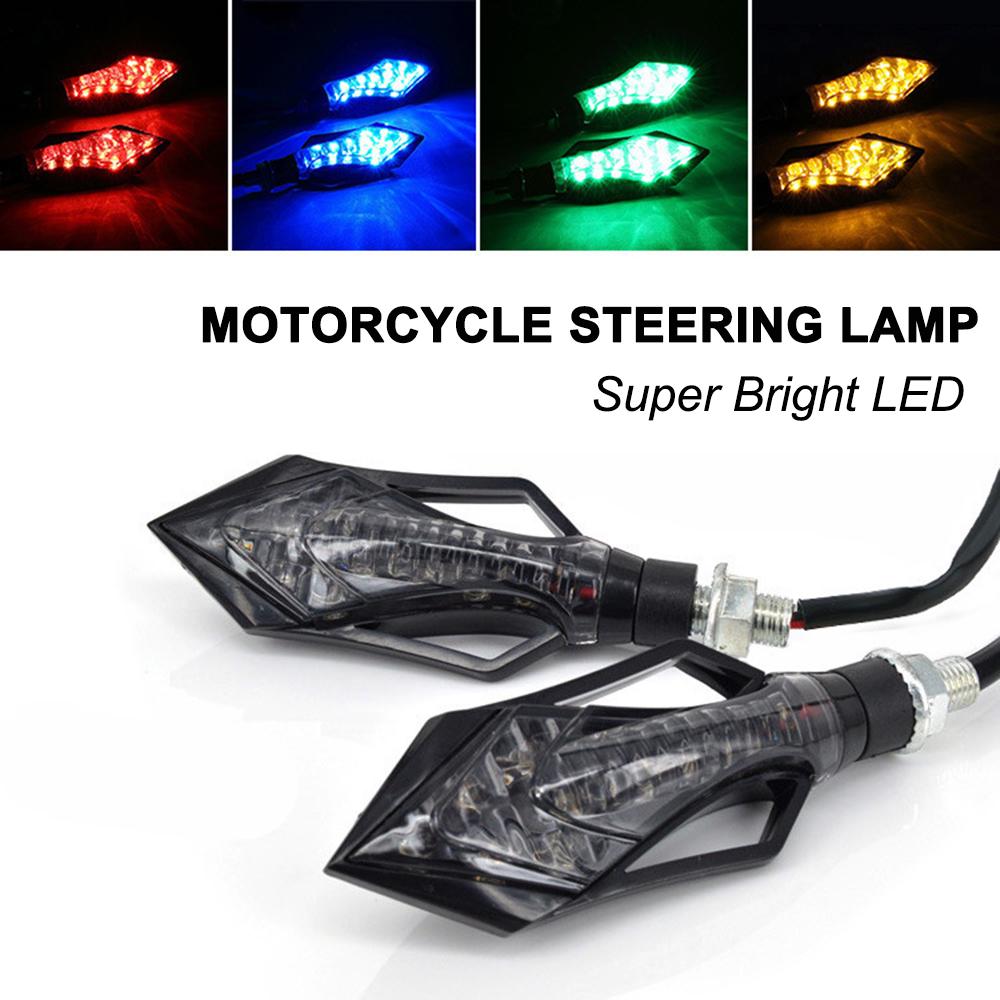 2PCS Arrow LED Motorcycle Turn Signals Blinker Flashing Steering Lights Warning Front Rear Indicators For Motorbike