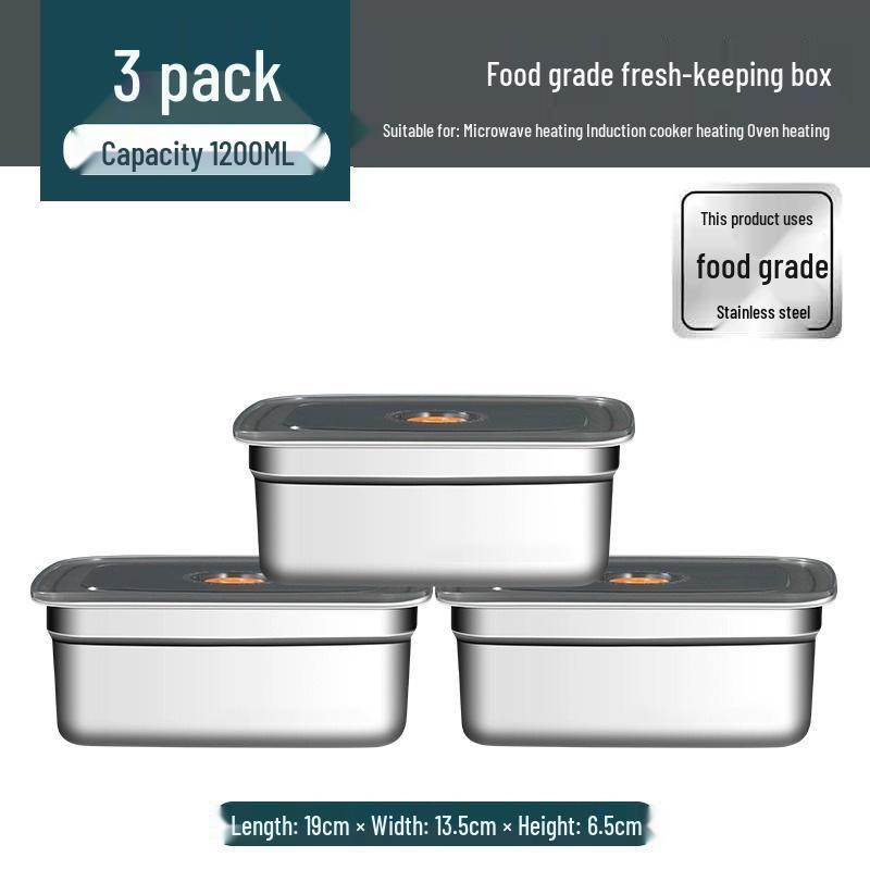 Stainless Steel Food Storage Box with Lid - Square Tray Lunch Container for Office Workers