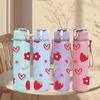 1PC Strawberry And Heart Cute Sweet Pattern 750ml Color Plastic Sports Water Bottle Leakproof Flip Straw Lid Suitable for Sports Office Home Use