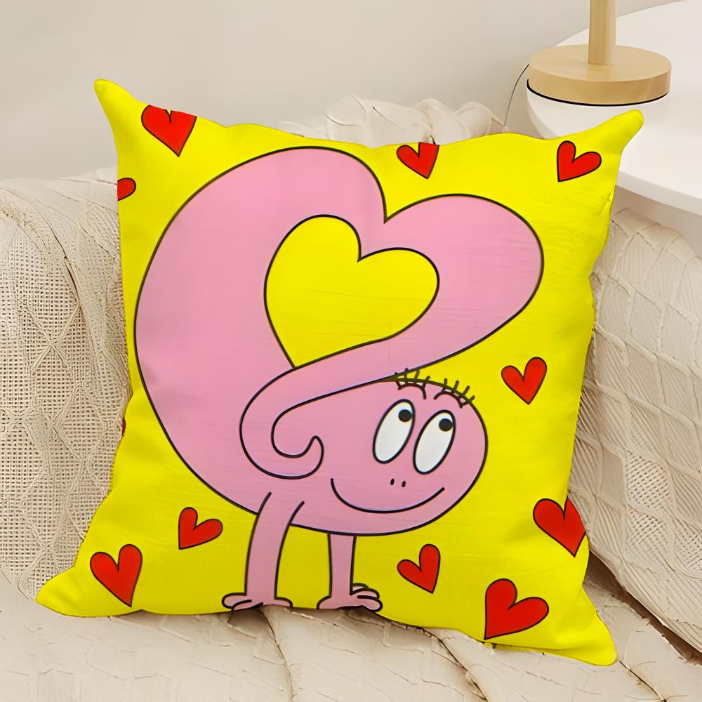Cute Cartoon Barbapapa Pillow Case Natural Linen DoubleSided Printing Sofa Home Decor Cushion Cover