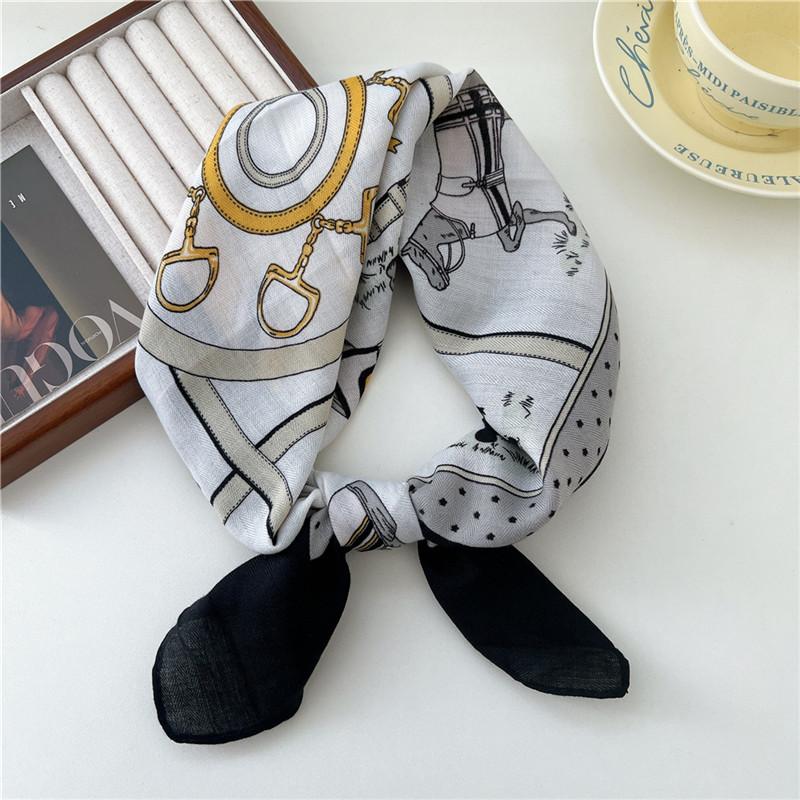 Cotton Linen Print Square Scarves Neckerchief Kerchief Headscarf Women Decorative Scarf Bandanas Headband 65cm Neck Wraps Shawls