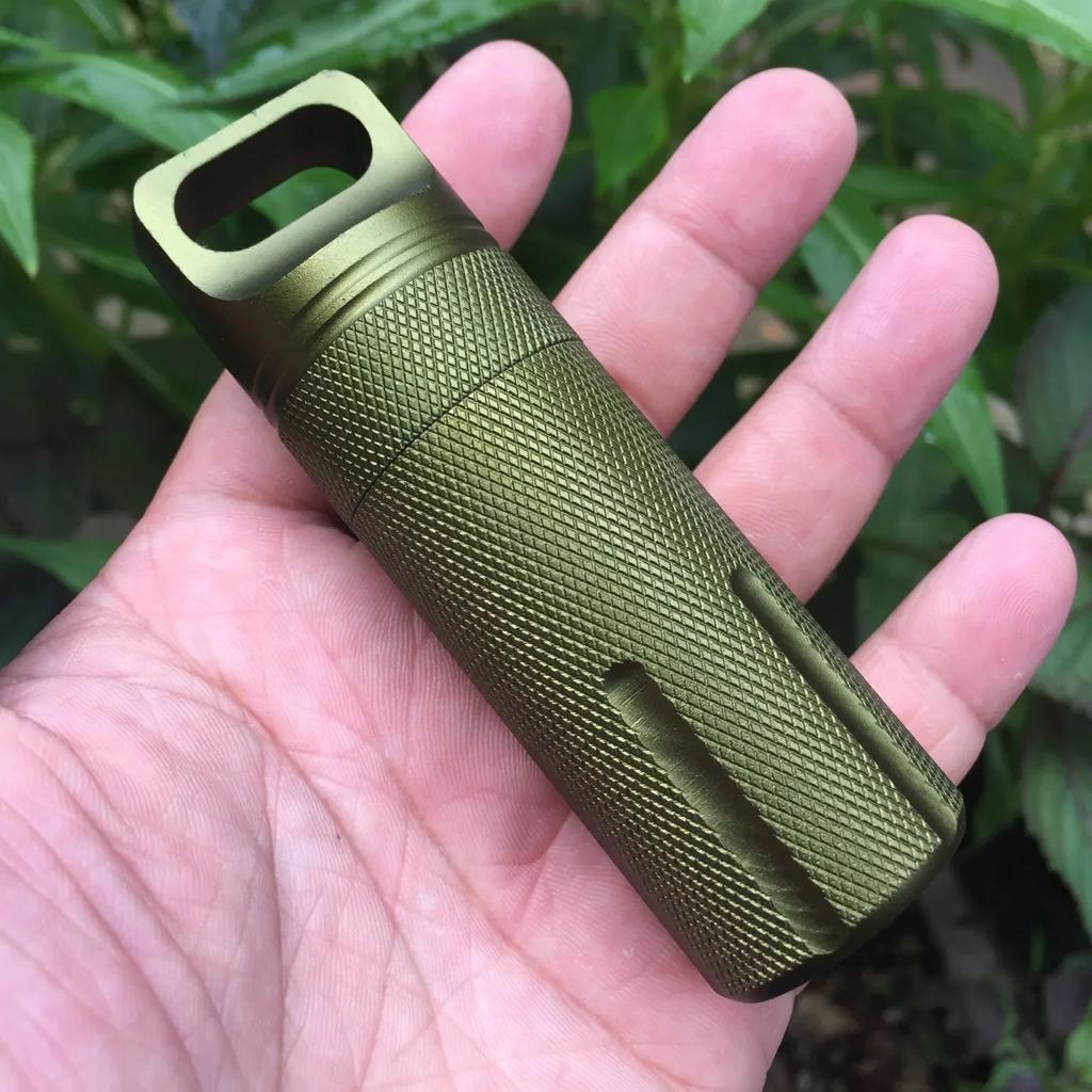 Portable Aluminum Alloy Sealed Waterproof Tank EDC Emergency Medicine Bottle Storage Tank Outdoor Essential Equipment Multi Tool