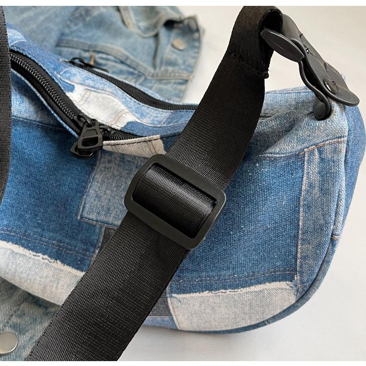 Neue lässige Jeanstasche, modische, vielseitige, karierte Umhängetasche mit großem Fassungsvermögen, trendige, coole, personalisierte Reise-Umhängetasche für Damen