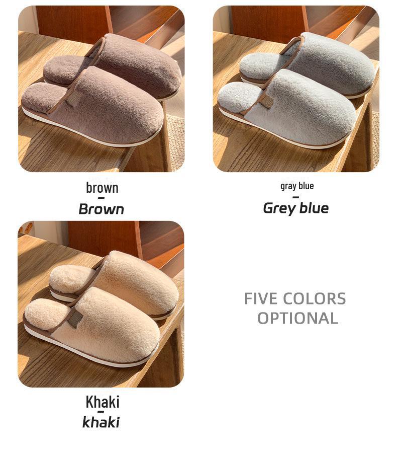 Women's Winter Plush Cross-Strap Indoor Slippers with Imitation Rabbit Fur