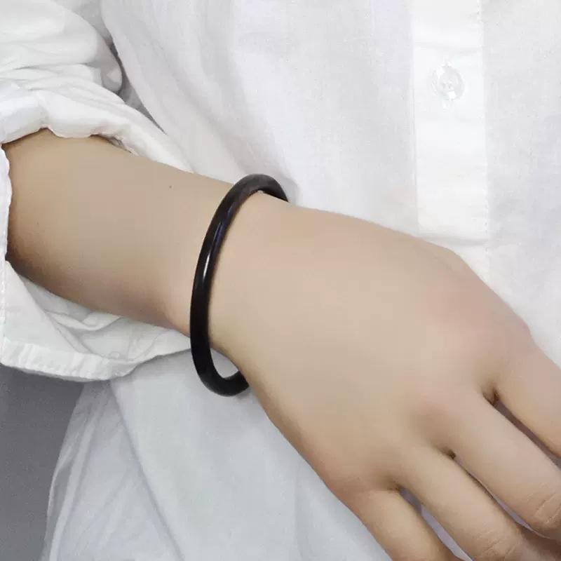 Chinese Style Personality Unique Retro Fashion Simple Black Red Sandalwood Thin Square Wood Grain Plain Ring Bracelet Women
