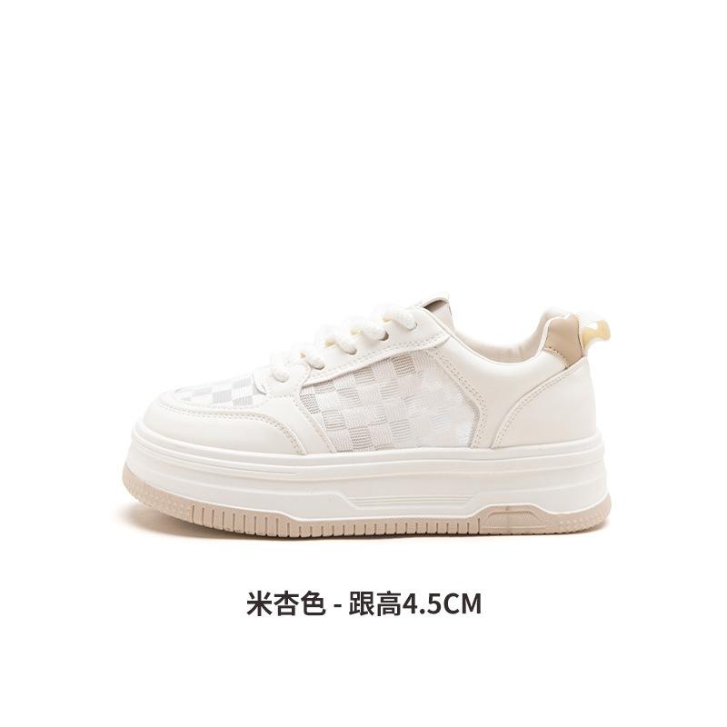 

4,5 см толстая подошва, увеличивающая высоту, новые летние кроссовки с толстой подошвой, сетчатая повседневная обувь для бега на открытом воздухе, спортивная обувь белого цвета, размер 35-40 40