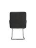 Set of 4 Dining Chairs with Vertical Stripes, Upholstered Armchair with Zigzag-Shaped Metal Legs, Living Room Chair, Faux Leather, Black