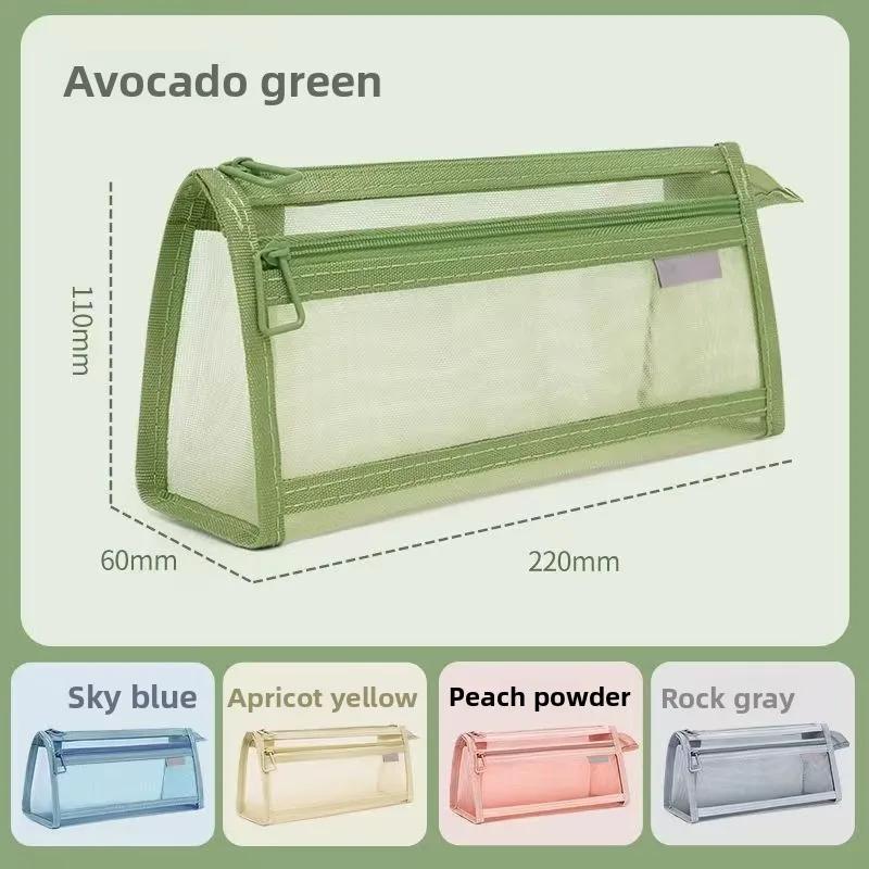 Enkel Stor Kapacitet Studentpennskrin Genomskinlig NätDesign Högt Estetiskt Värde Ins Korea Japansk ProvPennskrin