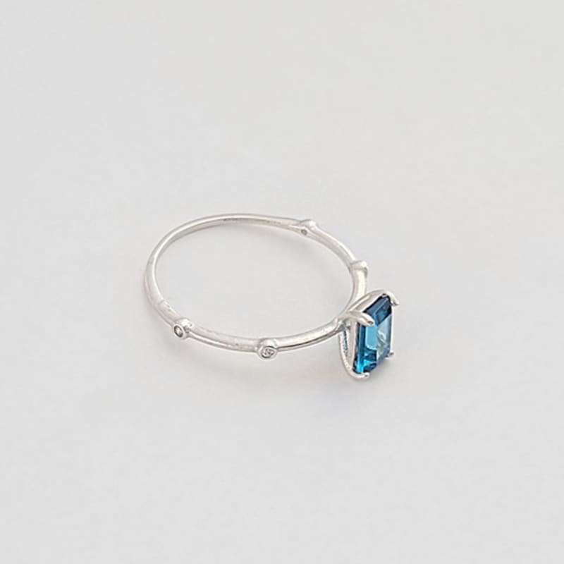 BSWAN Emerald Cut London Blue Ring