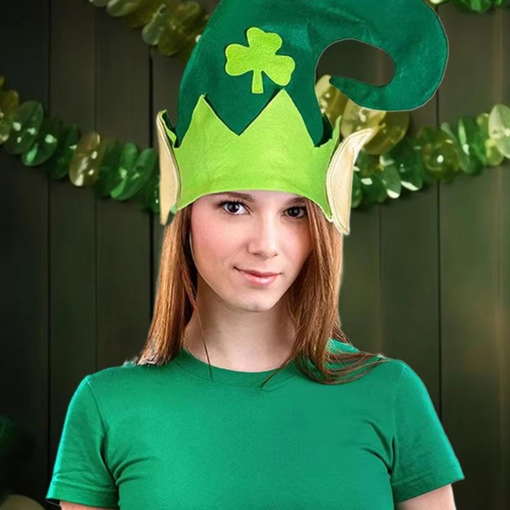 Print Shamrock Elves Hat Green Lucky Clover Hat New St. Patrick's Day Hat  Adults Kids