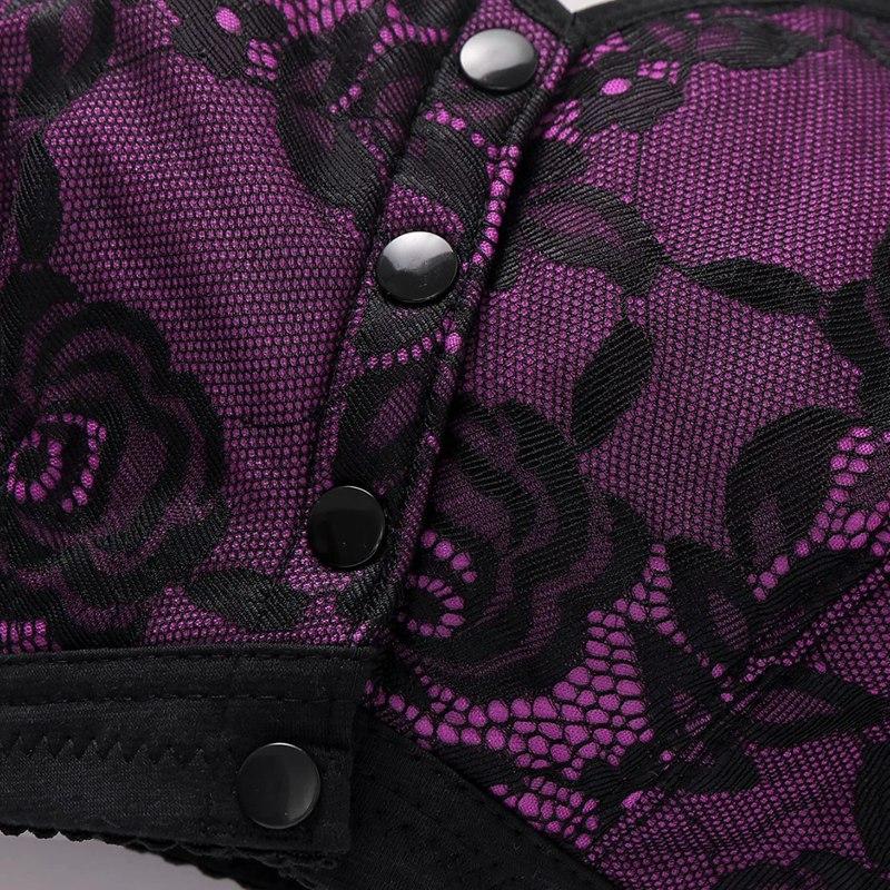 Women's Plus Size Front Buckle Lace Vest Bra Wide Strap Large Size Cotton Bra