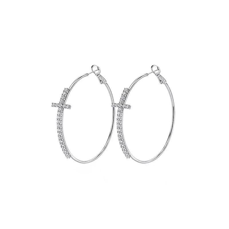 Scharfe Laman Übertriebene Super Glitzer Zirkon Creolen Damen Nischen Design Ohrringe Heiße Mädchen Personalisierte Ins Ohrringe