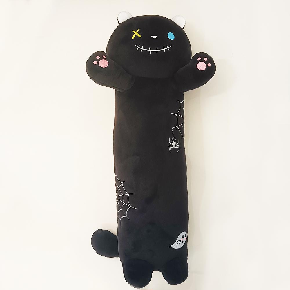 TreasuringU Halloween Party Black Cat Plush Playthings Cute Cartoon Long Cat Fuzzy Dolls Happy Halloween Party Birthday Gifts