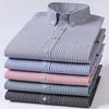 New Cotton Oxford Shirts Men's Long Sleeves Stripe Thin Soft Regular Fit Formal Dress Shirt Pocket Social Blouse Male Clothing