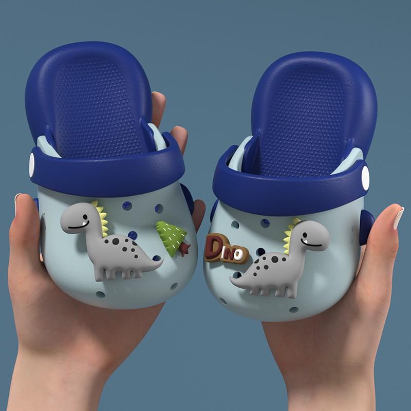 Kids Cartoon Dinosaur Clog Slippers Boys Girls Toddler Indoor Outdoor Non-Slip Sandals