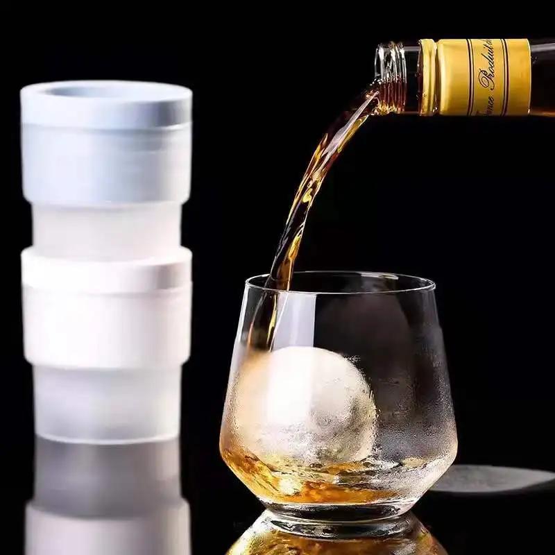 3Pcs Large Silicone Sphere Ice Mold Easy-Release for Whiskey, Cocktails, Juice, and Parties Food Grade Ice Mold Round Ball