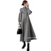 Auf Lager: 2025 Herbst/Winter Hoher Hals Patchwork Akkordeonfalten Langes Graues Pulloverkleid